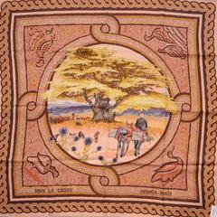 A variation of the Hermès scarf `Sous le cèdre` first edited in 1998 by `Dimitri Rybaltchenko`