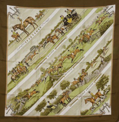 A variation of the Hermès scarf `Sportsmen` first edited in 1970 by `Philippe Ledoux`
