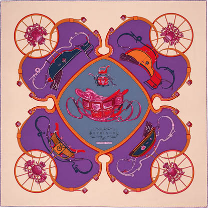 A variation of the Hermès scarf `Springs` first edited in 1974 by `Philippe Ledoux`