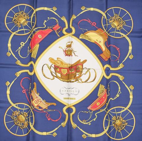 Hermès Springs scarf in blue by Philippe Ledoux, 1974