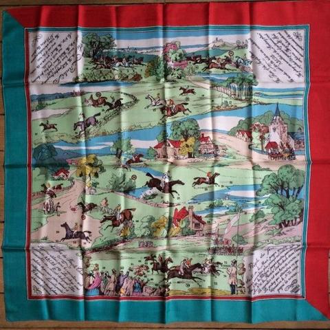 A variation of the Hermès scarf `Steeplechase ` first edited in 1939 by `Charles Pittner`