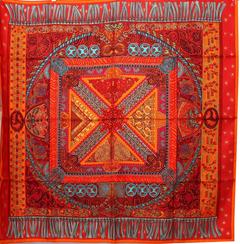 A variation of the Hermès scarf `Sur un tapis volant ` first edited in 2006 by `Annie Faivre`