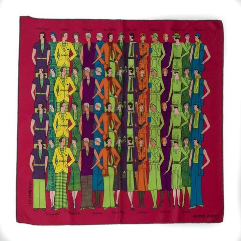 A variation of the Hermès scarf `Les sportives ` first edited in 2013 by `Archives Hermès`