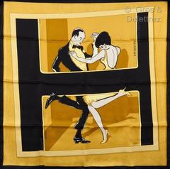 A variation of the Hermès scarf `Swinging saint-germain` first edited in 2007 by `Anamorphèe`, `Jean-Louis Clerc`