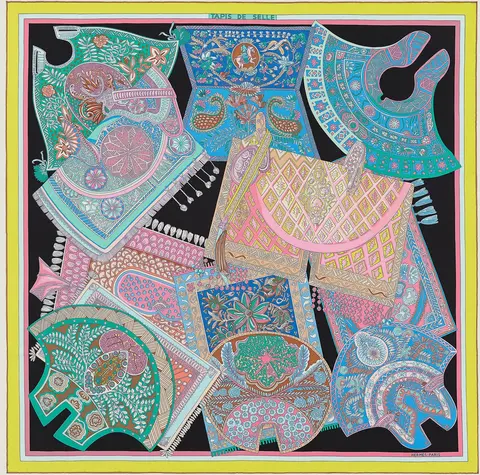 A variation of the Hermès scarf `Tapis de selle` first edited in 2020 by `Annie Faivre`