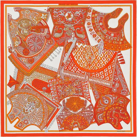 A variation of the Hermès scarf `Tapis de selle` first edited in 2020 by `Annie Faivre`