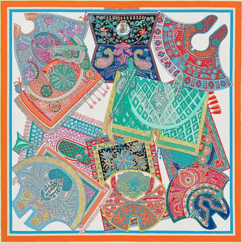 A variation of the Hermès scarf `Tapis de selle` first edited in 2020 by `Annie Faivre`
