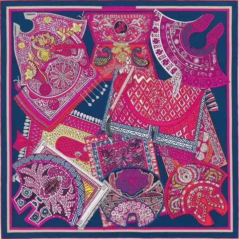 A variation of the Hermès scarf `Tapis de selle` first edited in 2020 by `Annie Faivre`