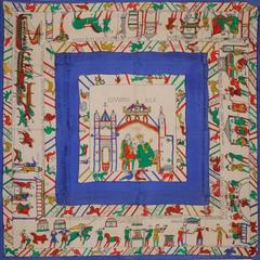 A variation of the Hermès scarf `Tapisserie des bayeux` first edited in 1940 by `Charles Pittner`