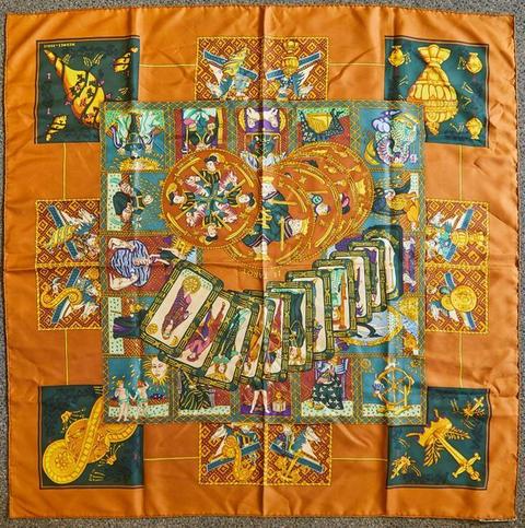 A variation of the Hermès scarf `Tarot` first edited in 1991 by `Annie Faivre`