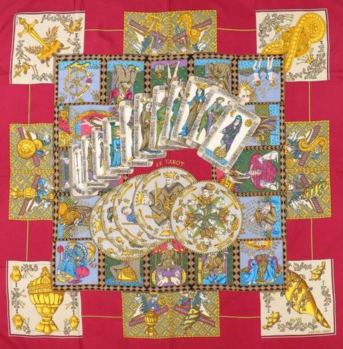 A variation of the Hermès scarf `Tarot` first edited in 1991 by `Annie Faivre`