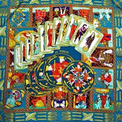 A variation of the Hermès scarf `Tarot` first edited in 1991 by `Annie Faivre`