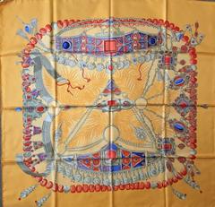 A variation of the Hermès scarf `Terres précieuses ` first edited in 2002 by `Annie Faivre`