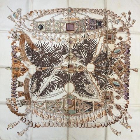 A variation of the Hermès scarf `Terres précieuses ` first edited in 2002 by `Annie Faivre`