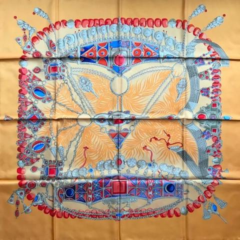 A variation of the Hermès scarf `Terres précieuses ` first edited in 2002 by `Annie Faivre`