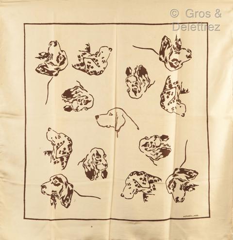 A variation of the Hermès scarf `Tête de chien : cockers` first edited in 1938 by `Nam Jacques `