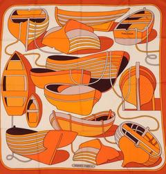 A variation of the Hermès scarf `Thalassa` first edited in 1973 by `Pierre Péron`