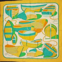 A variation of the Hermès scarf `Thalassa` first edited in 1973 by `Pierre Péron`