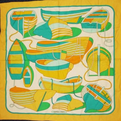 A variation of the Hermès scarf `Thalassa` first edited in 1973 by `Pierre Péron`