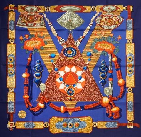 A variation of the Hermès scarf `Tibet ` first edited in 1999 by `Caty Latham`