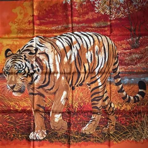 A variation of the Hermès scarf `Tigre du bengale` first edited in 2012 by `Robert Dallet`