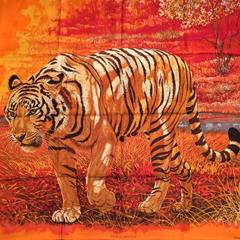 A variation of the Hermès scarf `Tigre du bengale` first edited in 2012 by `Robert Dallet`