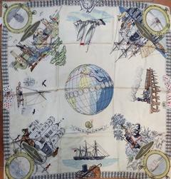 A variation of the Hermès scarf `Le tour du monde en 80 jours ` first edited in 1963 by `Philippe Ledoux`