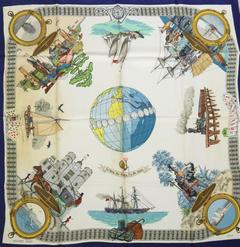 A variation of the Hermès scarf `Le tour du monde en 80 jours ` first edited in 1963 by `Philippe Ledoux`