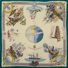 A variation of the Hermès scarf `Le tour du monde en 80 jours ` first edited in 1963 by `Philippe Ledoux`