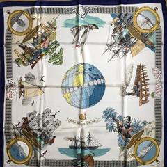 A variation of the Hermès scarf `Le tour du monde en 80 jours ` first edited in 1963 by `Philippe Ledoux`