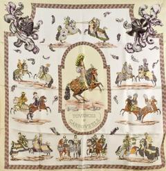 A variation of the Hermès scarf `Tournois et carrouseles ` first edited in 1960 by `Philippe Ledoux`