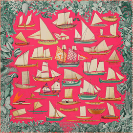 A variation of the Hermès scarf `Tous les bateaux du monde` first edited in 2013 by `Aline Honoré`