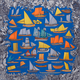 A variation of the Hermès scarf `Tous les bateaux du monde` first edited in 2013 by `Aline Honoré`