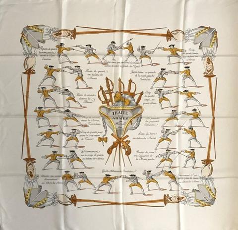 A variation of the Hermès scarf `Traité des armes ` first edited in 1951 by `Hugo Grygkar`