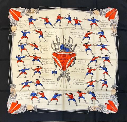 A variation of the Hermès scarf `Traité des armes ` first edited in 1951 by `Hugo Grygkar`