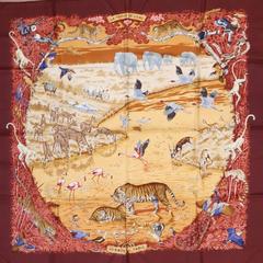 A variation of the Hermès scarf `La trêve de l'eau ` first edited in 2005 by `Robert Dallet`