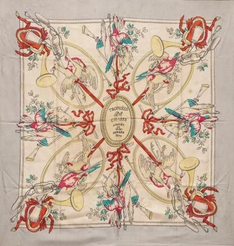 A variation of the Hermès scarf `Trophées de chasse ` first edited in 1946 by `Hugo Grygkar`