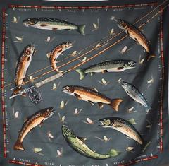 A variation of the Hermès scarf `Les truites ` first edited in 1953 by `Micheline Masson`