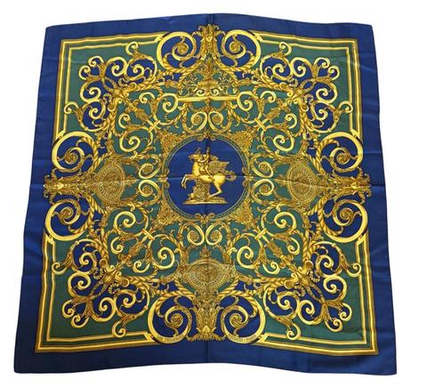 Hermès Les Tuileries scarf in blue by Joachim Metz, 1990