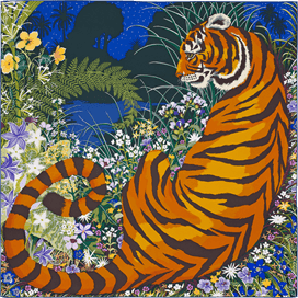 A variation of the Hermès scarf `Tyger tyger` first edited in 2015 by `Alice Shirley`