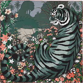 A variation of the Hermès scarf `Tyger tyger` first edited in 2015 by `Alice Shirley`