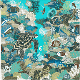 A variation of the Hermès scarf `Under the waves` first edited in 2016 by `Alice Shirley`
