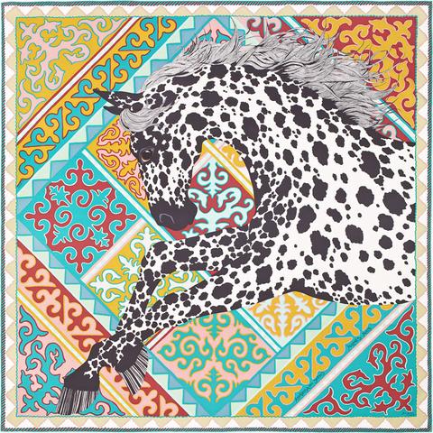 A variation of the Hermès scarf `Appaloosa des steppes` first edited in 2017 by `Alice Shirley`