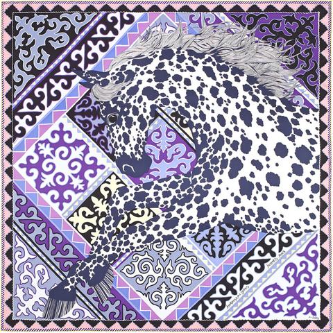 A variation of the Hermès scarf `Appaloosa des steppes` first edited in 2017 by `Alice Shirley`