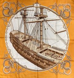 A variation of the Hermès scarf `Vaisseau de premier rang ` first edited in 1968 by `Philippe Ledoux`