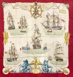 A variation of the Hermès scarf `Vaisseaux et frégates ` first edited in 1964 by `Philippe Ledoux`