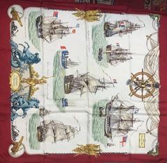 A variation of the Hermès scarf `Vaisseaux et frégates ` first edited in 1964 by `Philippe Ledoux`