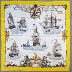 A variation of the Hermès scarf `Vaisseaux et frégates ` first edited in 1964 by `Philippe Ledoux`