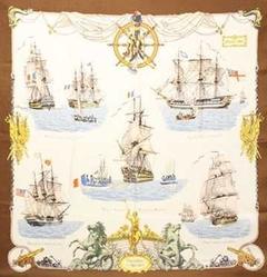 A variation of the Hermès scarf `Vaisseaux et frégates ` first edited in 1964 by `Philippe Ledoux`