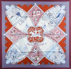 A variation of the Hermès scarf `La vie à cheval ` first edited in 2001 by `Laurence Bourthoumieux`